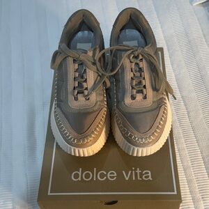 Dolce Vita Taupe and Cream Sneakers